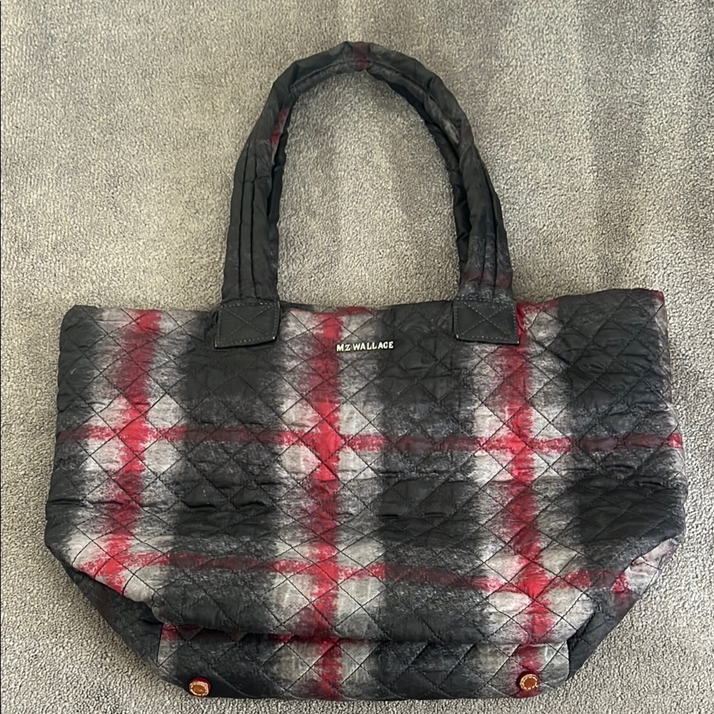 MZ Wallace redwood Plaid Quilted Tote - Picture 1 of 16